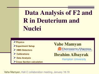 Data Analysis of F2 and R in Deuterium and Nuclei