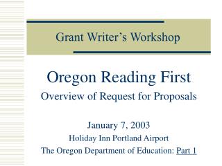 Grant Writer’s Workshop