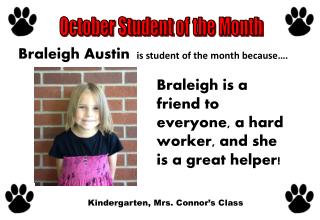 i s student of the month because….