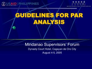 GUIDELINES FOR PAR ANALYSIS