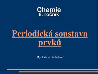 Chemie 8. ročník