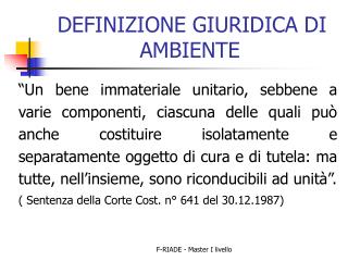 DEFINIZIONE GIURIDICA DI AMBIENTE