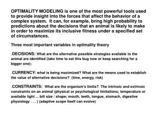 OPTIMALITY