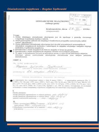Oświadczenie majątkowe – Bogdan Sędkowski