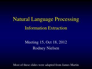 Natural Language Processing Information Extraction