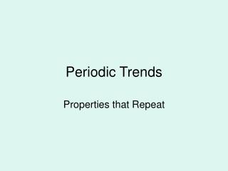 Periodic Trends