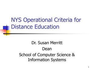 NYS Operational Criteria for Distance Education