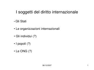 I soggetti del diritto internazionale