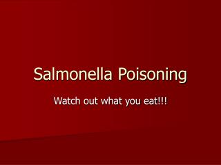 Salmonella Poisoning