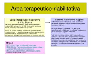 Area terapeutico-riabilitativa