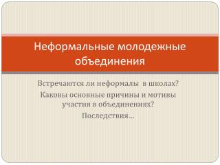 Неформальные молодежные объединения