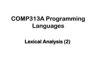 COMP313A Programming Languages