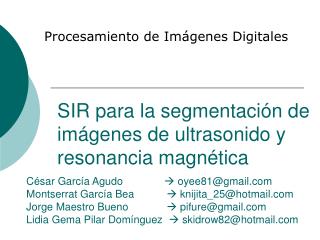 SIR para la segmentación de imágenes de ultrasonido y resonancia magnética