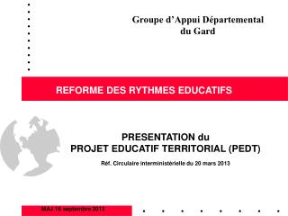 REFORME DES RYTHMES EDUCATIFS