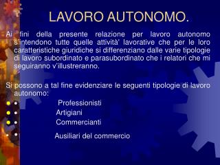 LAVORO AUTONOMO.