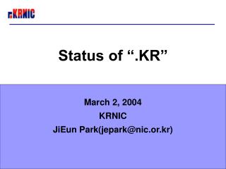 Status of “.KR”