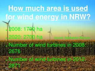 How much area is used for wind energy in NRW?
