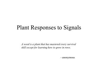 Plant Responses to Signals