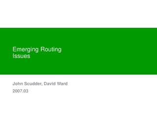 Emerging Routing Issues