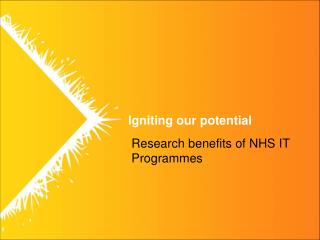 Research benefits of NHS IT Programmes