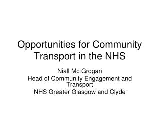 Opportunities for Community Transport in the NHS