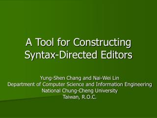 A Tool for Constructing Syntax-Directed Editors