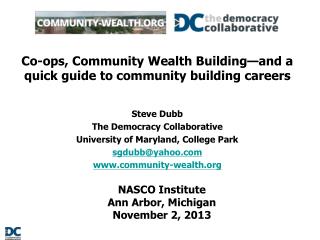 Co-ops, Community Wealth Building—and a quick guide to community building careers