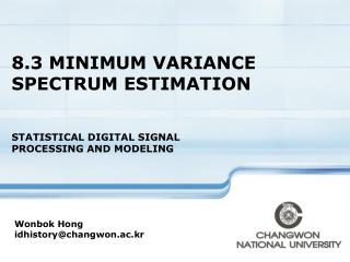 8.3 MINIMUM VARIANCE SPECTRUM ESTIMATION