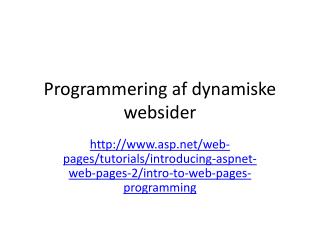 Programmering af dynamiske websider