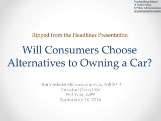 Will Consumers Choose Alternatives to Owning a Car?