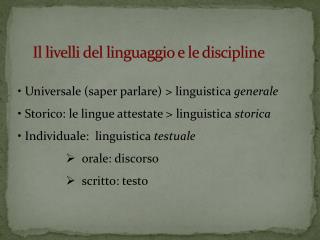 Il livelli del linguaggio e le discipline