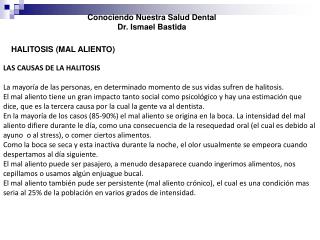 Conociendo Nuestra Salud Dental Dr. Ismael Bastida