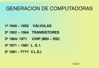 GENERACION DE COMPUTADORAS