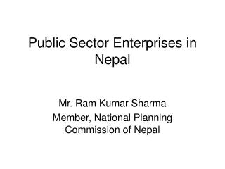 Public Sector Enterprises in Nepal