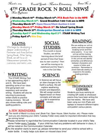4 th Grade Rock N Roll News !