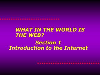 Section 1 Introduction to the Internet