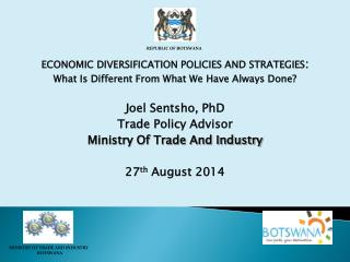 ECONOMIC DIVERSIFICATION POLICIES AND STRATEGIES :