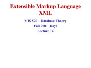 Extensible Markup Language XML
