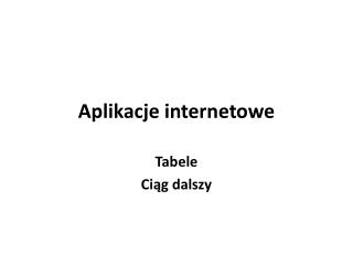 Aplikacje internetowe