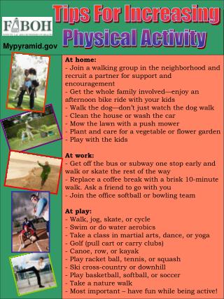 Tips For Increasing Physical Activity