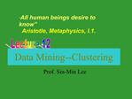 Data Mining--Clustering