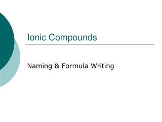 Ionic Compounds