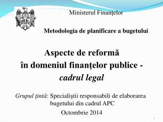 Aspecte de reformă în domeniul finanţel or publice - cadrul legal