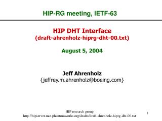 HIP-RG meeting, IETF-63