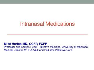 Intranasal Medications