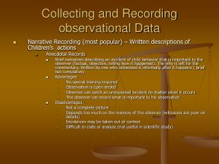 Collecting and Recording observational Data