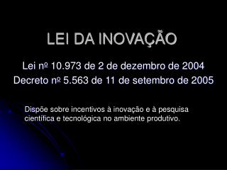LEI DA INOVAÇÃO