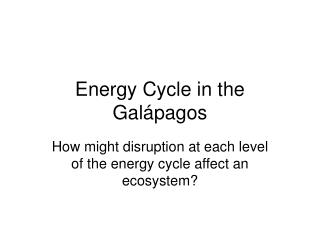 Energy Cycle in the Gal á pagos