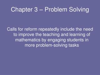 Chapter 3 – Problem Solving
