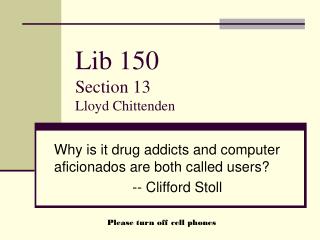 Lib 150 Section 13 Lloyd Chittenden